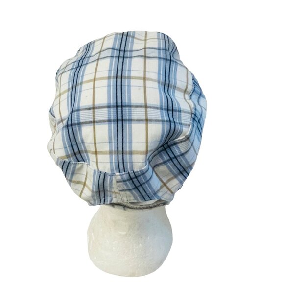 Plaid Adjustable Cotton Cap By Rainbow Blue & Beige One Size Fits All - Picture 2 of 6